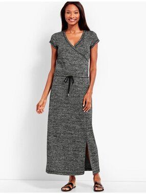 T by Talbots Wrap Style Dress Drawstring-Waist Slit Athleisure Minimalist Sz S